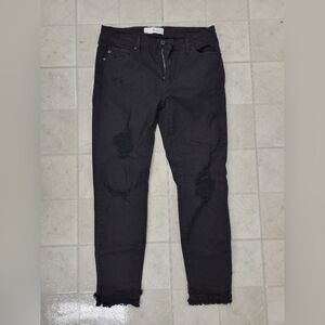 Kancan Black Distressed Ankle Skinny Stretch Jeans Size 13/30
